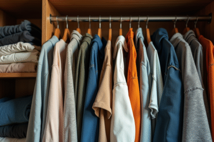 Armoire bien rangée avec vêtements neufs et usés pour l'article