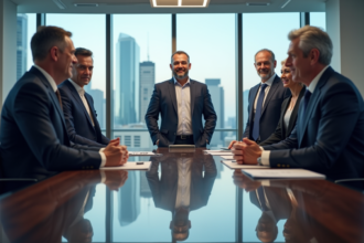 Groupe d'actionnaires divers en réunion d'affaires