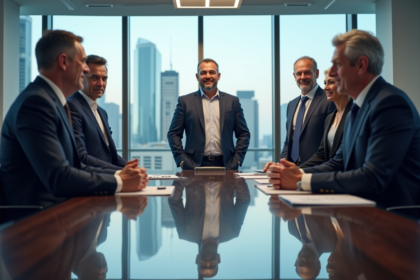 Groupe d'actionnaires divers en réunion d'affaires