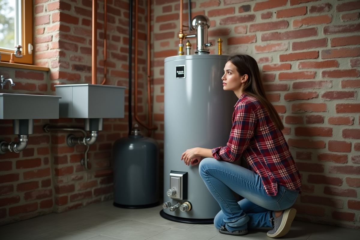 Jeune femme vérifiant la soupape de sécurité d