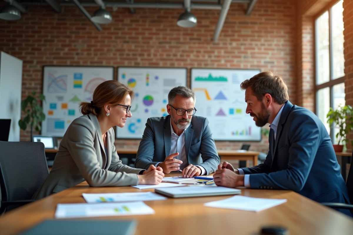 Groupe d entrepreneurs en discussion dans un lab