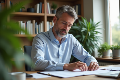 Homme d'âge moyen en tenue décontractée au bureau