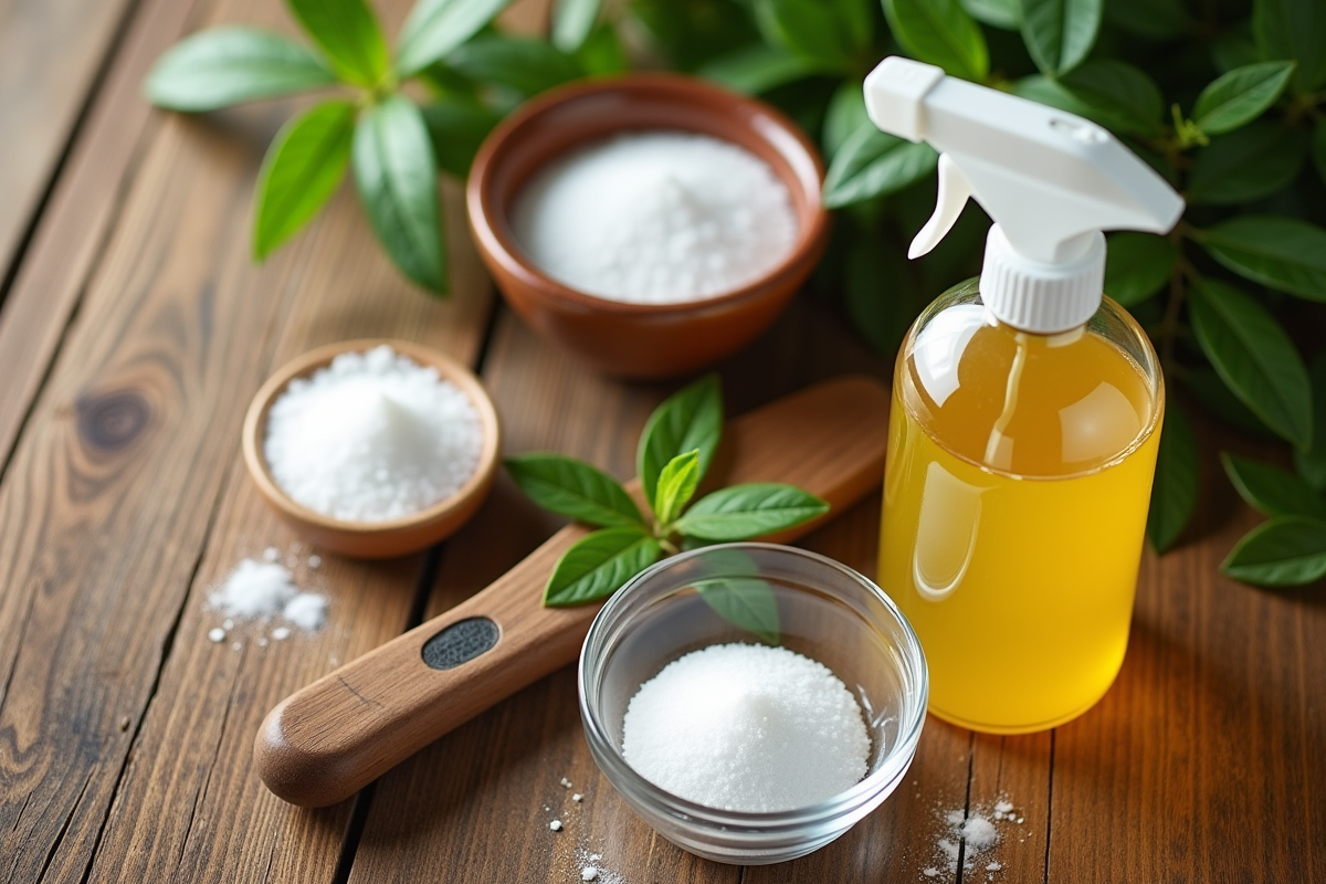 Ingrédients de cuisine pour fabriquer un weed er naturel sur une table