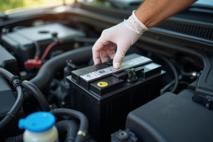 Installation d'une nouvelle batterie dans le compartiment moteur