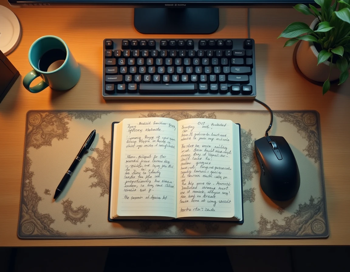 Notes manuscrites sur les résistances et builds Path of Exile 2 posées sur un bureau gaming