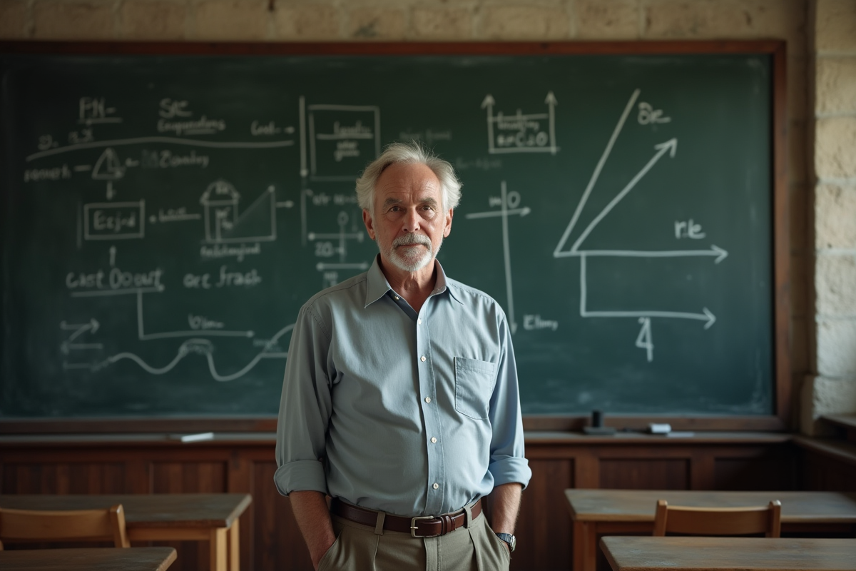 Professeur devant un tableau d