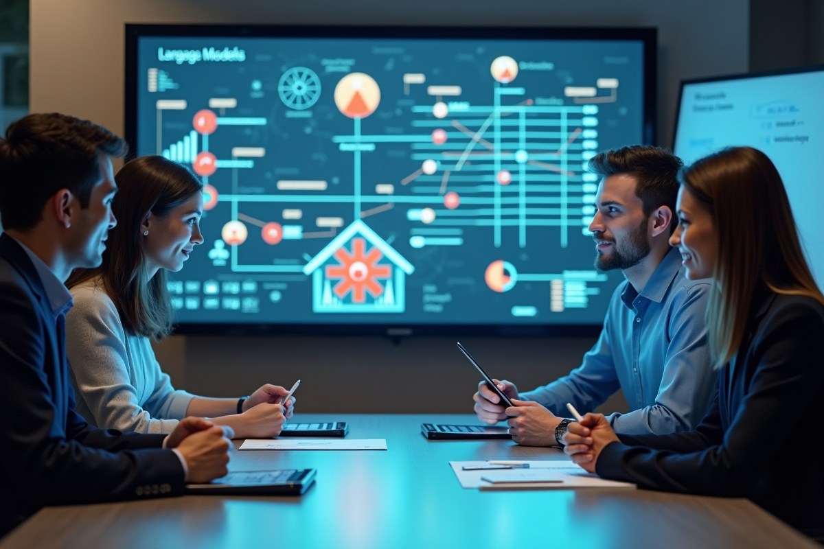 Groupe de collègues discutant autour d